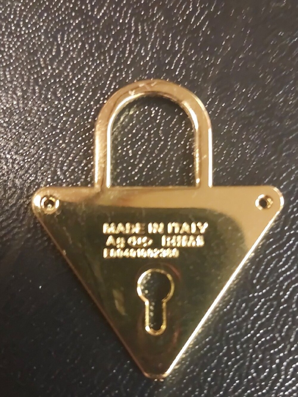 PRADA Gold and Black Triangle Padlock Charm - Picture 2 of 2